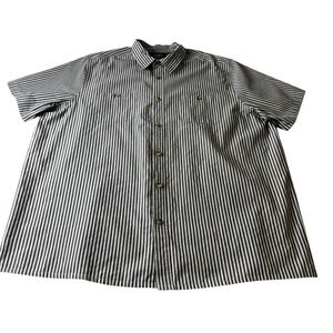 KINGSIZE 3XL TALL Mens Striped Short Sleeve Button Up Shirt Casual Work